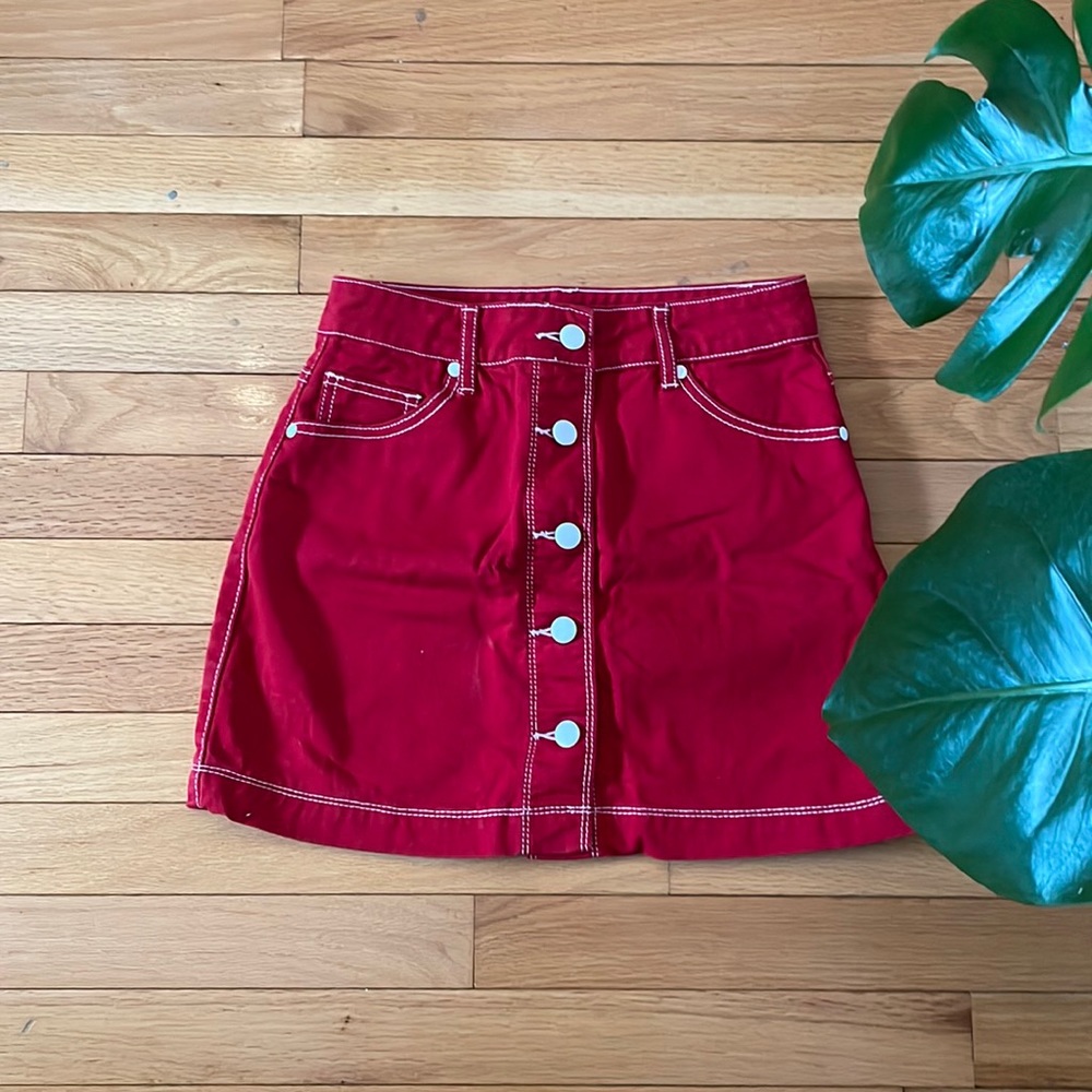 Forever 21 red denim skirt